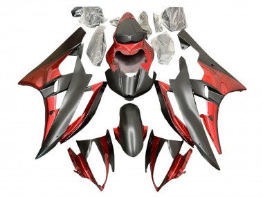 Carenados Moto Yamaha YZF R6 2006-2007 - Rojo Negro Mate Fabricantes