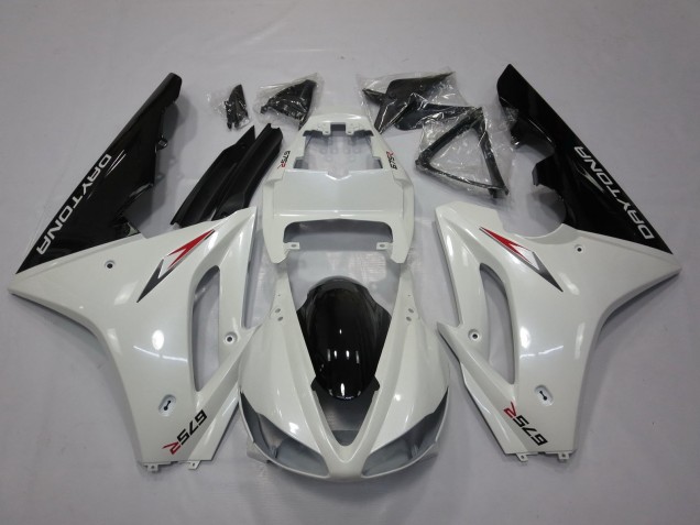 Carenado Moto Triumph Daytona 675 Triple 2009-2012 - Blanco Negro Brillante Fabricantes