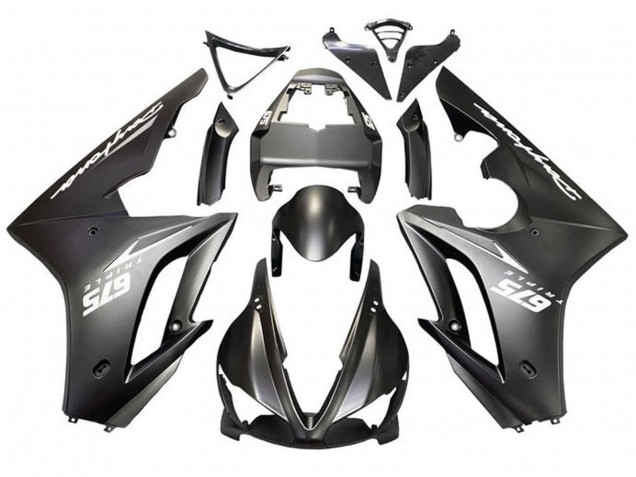 Carenados Moto Triumph Daytona 675 Triple 2009-2012 - Negro Mate Blanco Calcomanías Fabricantes
