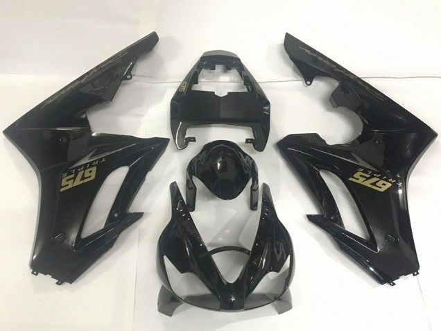 Carenados Moto Triumph Daytona 675 Triple 2009-2012 - Negro Brillante Oro Calcomanías Fabricantes