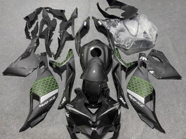 Carenados Moto Kawasaki ZX4R ZX-4RR 2019-2025 - Falso FibraCarbono Verde Gris Fabricantes