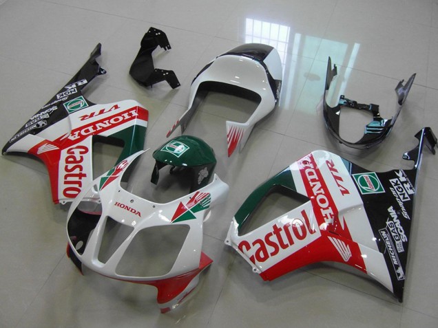 Carenado Moto Honda VTR1000 2000-2006 - Blanco Rojo Verde Negro Brillante Castrol Fabricantes