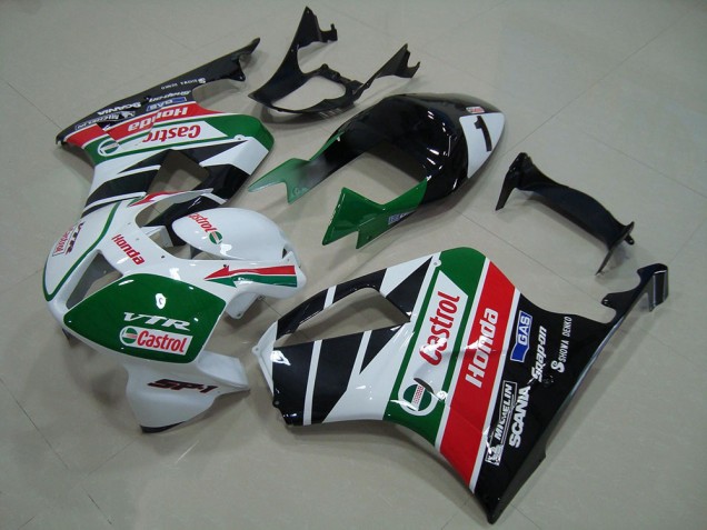 Carenado Moto Honda VTR1000 2000-2006 - Blanco Rojo Verde Negro Brillante Castrol Fabricantes