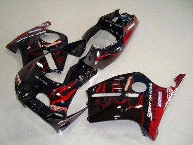 Carenados Moto Honda CBR250RR MC19 1988-1989 - Negro Brillante Rojo Llama Fabricantes