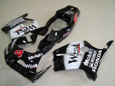 Carenados Moto Honda CBR250RR MC19 1988-1989 - Negro Brillante Blanco West Mobil HRC 4 Fabricantes