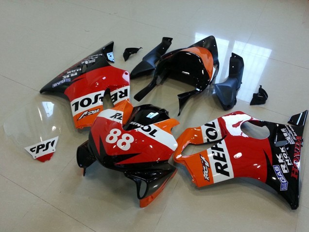 Carenados Moto Honda CBR600 F4i 2001-2003 - Naranja Blanco Rojo Negro Brillante Carrera Repsol 88 Fabricantes