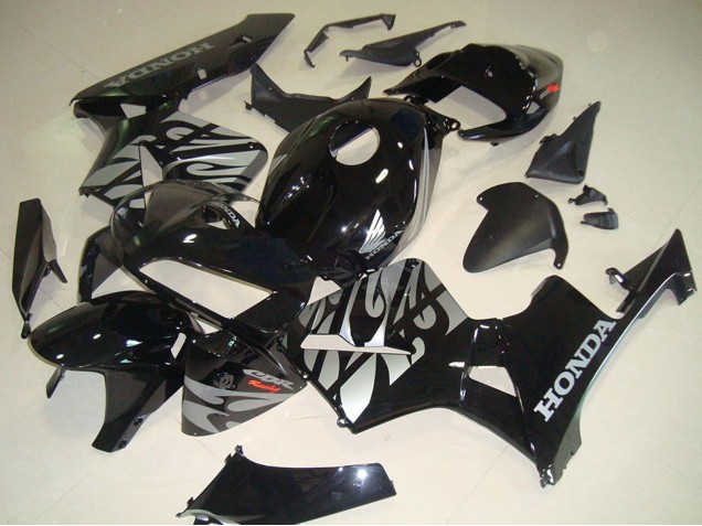 Carenados Moto Honda CBR600RR 2005-2006 - Negro Brillante Plata Llama Fabricantes