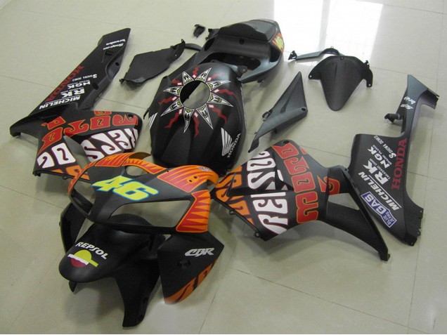 Carenados Moto Honda CBR600RR 2005-2006 - Negro Mate Naranja Amarillo Rossi 46 Fabricantes