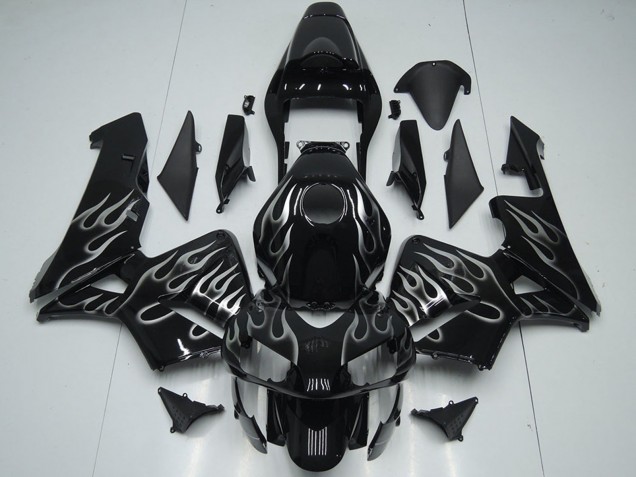 Carenados Moto Honda CBR600RR 2005-2006 - Negro Brillante Plata Llama Fabricantes