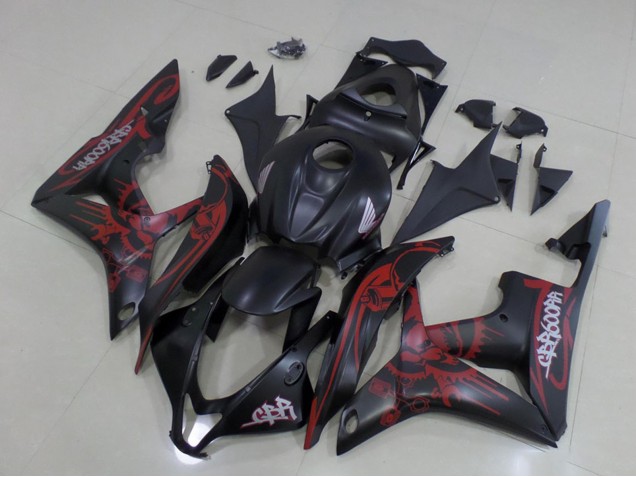 Carenados Moto Honda CBR600RR 2007-2008 - Negro Mate Rojo Cráneo Fabricantes