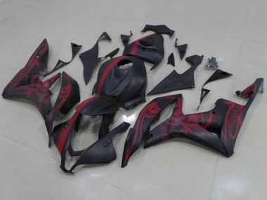 Carenados Moto Honda CBR600RR 2007-2008 - Negro Mate Rojo Cráneo Raya Fabricantes