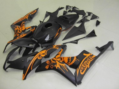 Carenados Moto Honda CBR600RR 2007-2008 - Negro Mate Naranja Cráneo Fabricantes