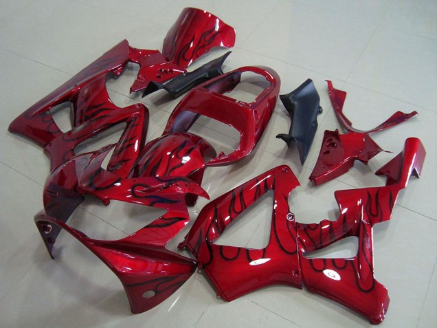 Carenados Moto Honda CBR900RR 929 2000-2001 - Rojo Negro Brillante Llama Fabricantes
