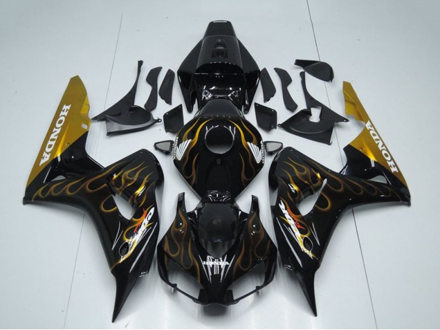 Carenado Moto Honda CBR1000RR 2006-2007 - Negro Brillante Oro Llama Fabricantes