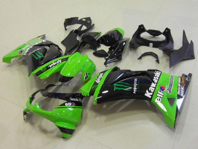 Carenados Moto Kawasaki ZX250R 2008-2012 - Verde Negro Brillante Elf Monstruo Bridgestone Fabricantes
