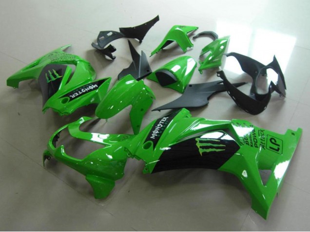 Carenados Moto Kawasaki ZX250R 2008-2012 - Verde Negro Brillante Monstruo Fabricantes
