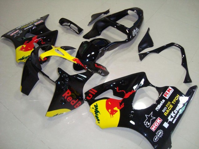 Carenados Moto Kawasaki ZX6R 2000-2002 - Negro Brillante Amarillo Rojo Bull Fabricantes
