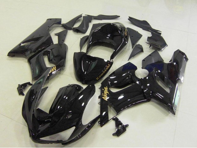 Carenados Moto Kawasaki ZX6R 2005-2006 - Negro Brillante Oro Calcomanías Fabricantes