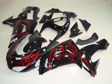 Carenados Moto Kawasaki ZX10R 2006-2007 - Negro Brillante Rojo Llama Fabricantes