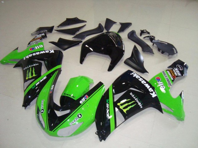 Carenados Moto Kawasaki ZX10R 2006-2007 - Verde Plata Negro Brillante Monstruo Fabricantes