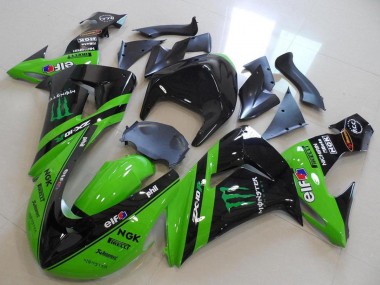 Carenados Moto Kawasaki ZX10R 2006-2007 - Verde Negro Brillante Monstruo Carrera Fabricantes