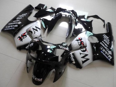Carenados Moto Kawasaki ZX12R 2000-2001 - Negro Brillante Blanco West Fabricantes