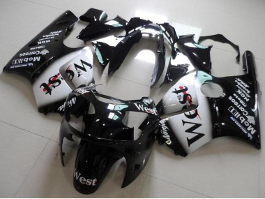 Carenados Moto Kawasaki ZX12R 2000-2001 - Negro Brillante Blanco West Fabricantes