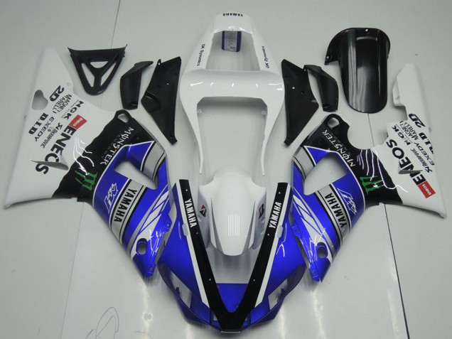 Carenados Moto Yamaha YZF R1 2000-2001 - Blanco Azul Negro ENEOS Monstruo Fabricantes