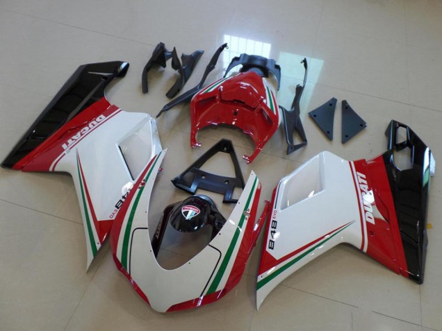 Carenado Moto Ducati 848 2007-2014 - Blanco Rojo Verde Negro Brillante Fabricantes