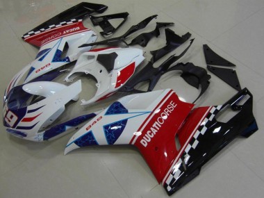 Carenado Moto Ducati 848 2007-2014 - Blanco Rojo Azul Negro Brillante Corse 69 Fabricantes