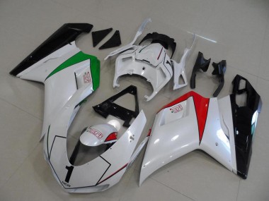 Carenados Moto Ducati 848 1098 1198 2007-2014 - Blanco Brillante Rojo Verde Negro Brillante Fabricantes