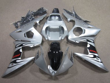 Carenados Moto Yamaha YZF R6 2003-2004 - Plata Negro Brillante Llama Fabricantes