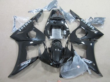 Carenados Moto Yamaha YZF R6 2003-2004 - Negro Brillante Plata Calcomanías Fabricantes