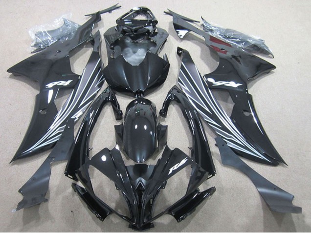 Carenados Moto Yamaha YZF R6 2008-2016 - Negro Brillante Blanco Raya Fabricantes