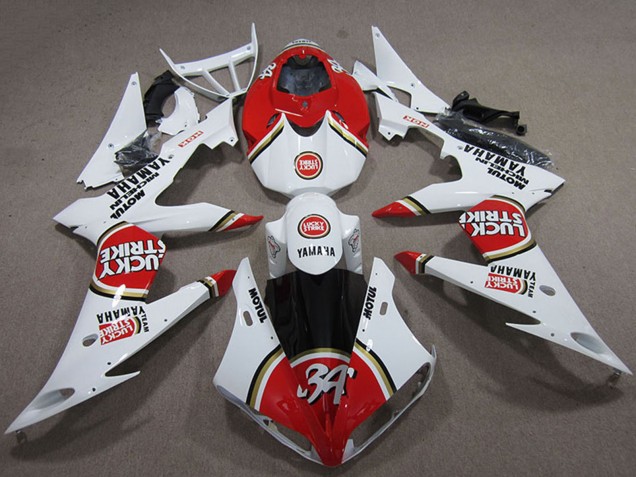 Carenados Moto Yamaha YZF R1 2004-2006 - Blanco Rojo Lucky Strike Fabricantes