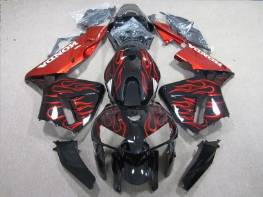 Carenado Moto Honda CBR600RR 2005-2006 - Negro Brillante Rojo Llama Fabricantes