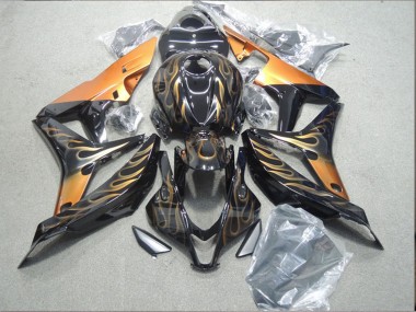 Carenado Moto Honda CBR600RR 2007-2008 - Negro Brillante Naranja Llama Fabricantes
