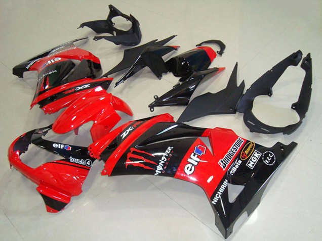 Carenados Moto Kawasaki ZX250R 2008-2012 - Rojo Negro Brillante Elf Touch4 Monstruo Fabricantes