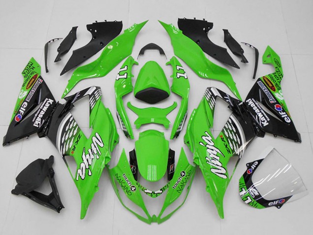 Carenados Moto Kawasaki ZX6R 2013-2018 - Verde Blanco Plata Negro Elf Touch4 Bridgestone 11 Fabricantes