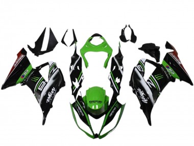 Carenados Moto Kawasaki ZX6R 2013-2018 - Verde Negro Blanco Elf Monstruo Fabricantes