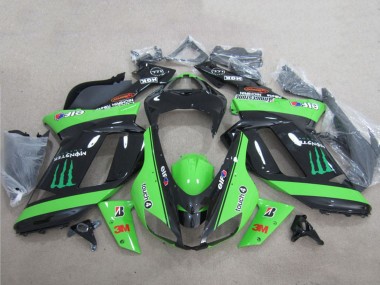 Carenados Moto Kawasaki ZX6R 2007-2008 - Verde Negro 3M Monstruo Fabricantes