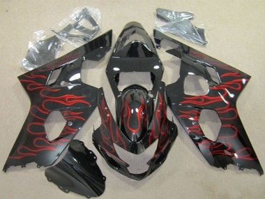 Carenados Moto Suzuki GSXR 600 2004-2005 - Negro Brillante Rojo Llama Fabricantes