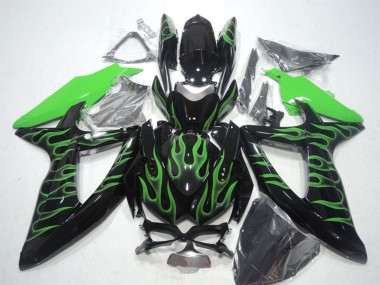 Carenados Moto Suzuki GSXR 600 2008-2010 - Negro Brillante Verde Llama Fabricantes