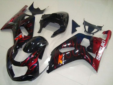 Carenados Moto Suzuki GSXR 750 2001-2003 - Negro Brillante Rojo Llama Fabricantes