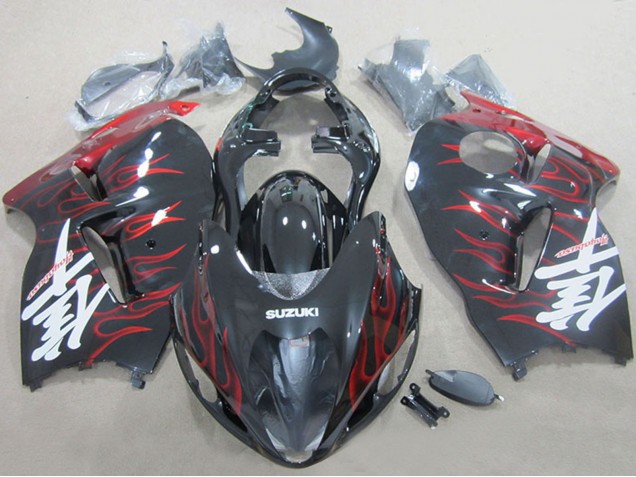 Carenados Moto Suzuki GSXR 1300 Hayabusa 1996-2007 - Negro Rojo Llama Fabricantes