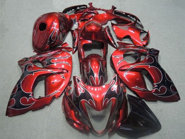 Carenados Moto Suzuki GSXR 1300 Hayabusa 1996-2007 - Rojo Plata Negro Llama Fabricantes