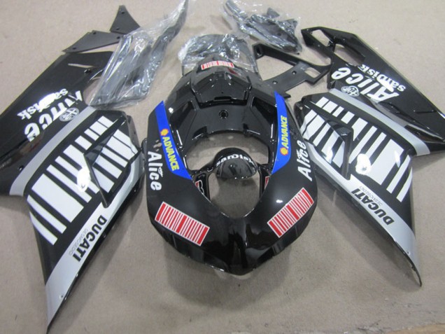 Carenados Moto Ducati 848 1098 1198 2007-2014 - Plata Rojo Azul Negro Brillante Alice Fabricantes