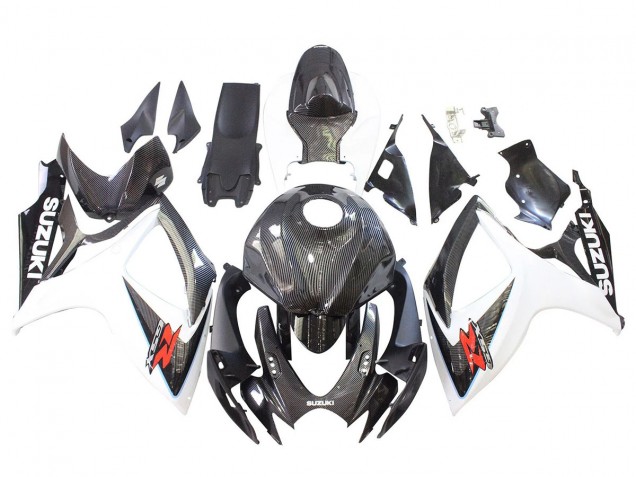 Carenados Moto Suzuki GSXR 600/750 2006-2007 - Negro Blanco FibraCarbono Estilo Fabricantes