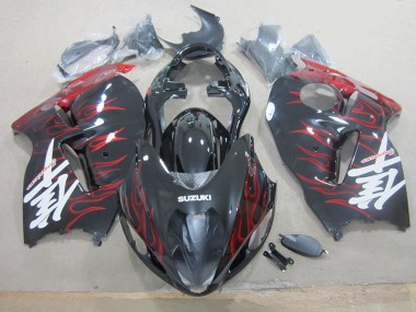 Plástica GSXR 1300 Hayabusa 96-07 - Negro Rojo Llama